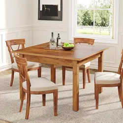 Mesa de comedor cuadrada de 39,4 pulgadas para 4 personas, mesa de cena de madera con acabado de roble superior y patas de madera maciza para comedor