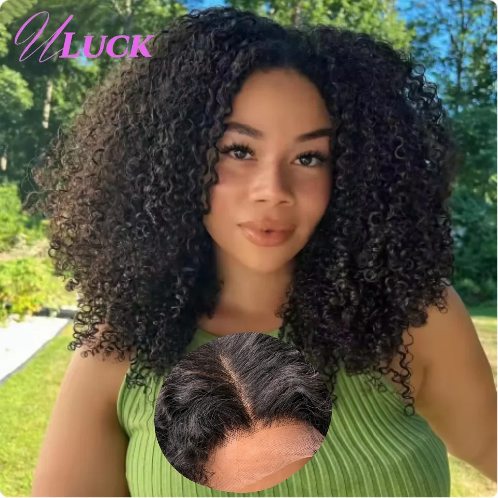 

Uluck 5x5 HD Lace Front Wigs 400% Density Afro Kinky Curly Real Human Hair Wigs Preplucked With Natural Hairline For Black Women