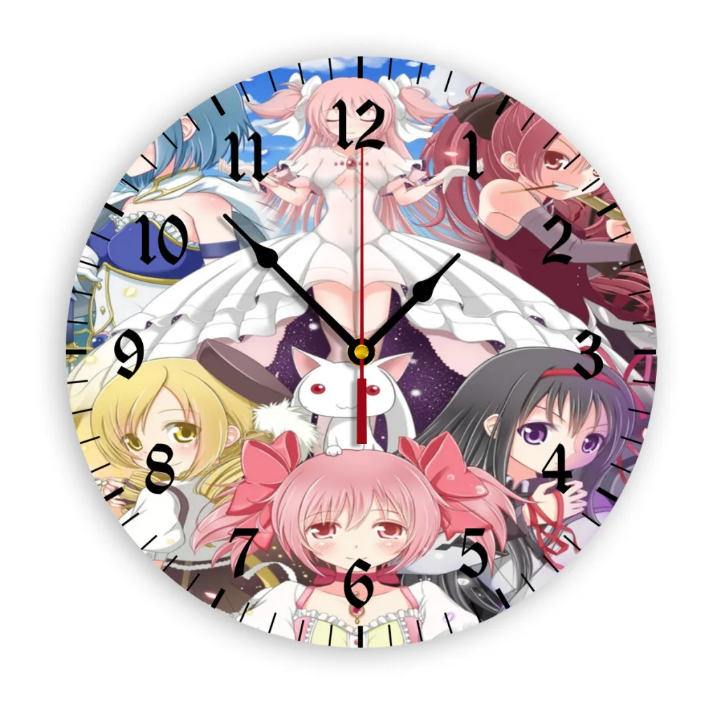 Puella Magi Madoka Magica Modern Simple and Wall Hung Clock for Study Bedroom Living Room Bathroom