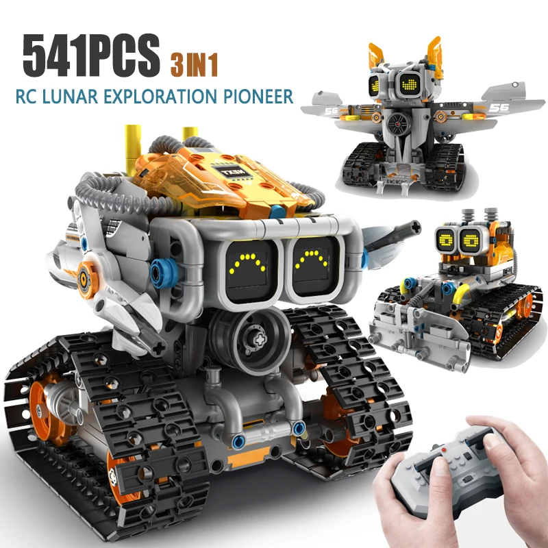 

541PCS Integrated Robot Lunar Exploration Pioneer 3in1 Programming Remote Control Electric Assembly Building Block Model Toys