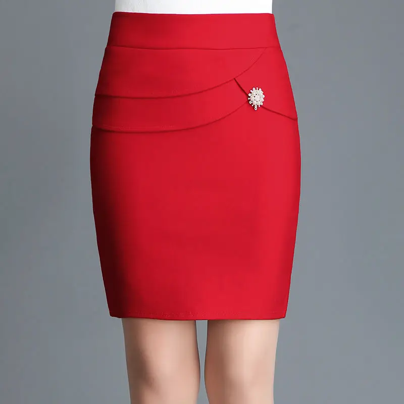 

Office Lady Skinny Business Attire Red Hip-hugging Skirt Summer New Women Basic Versatile Fashion Casual Mini Office Wear Skirts