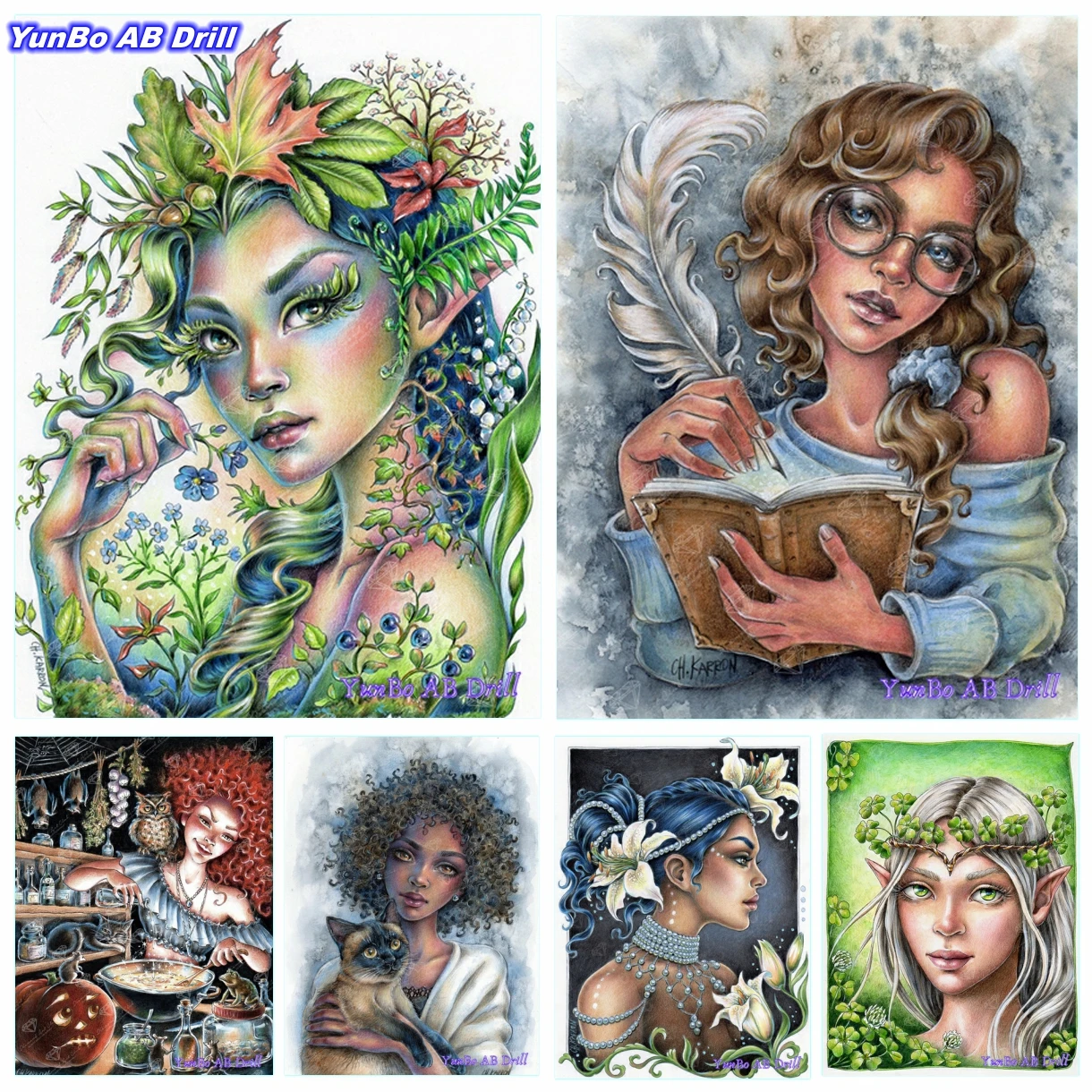 Cartoon Girl Forest Sprite AB Drill Magic Witch Rhinestone DIY Diamond Painting Mosaic Queen Fairy Art Cross Stitch Home Decor