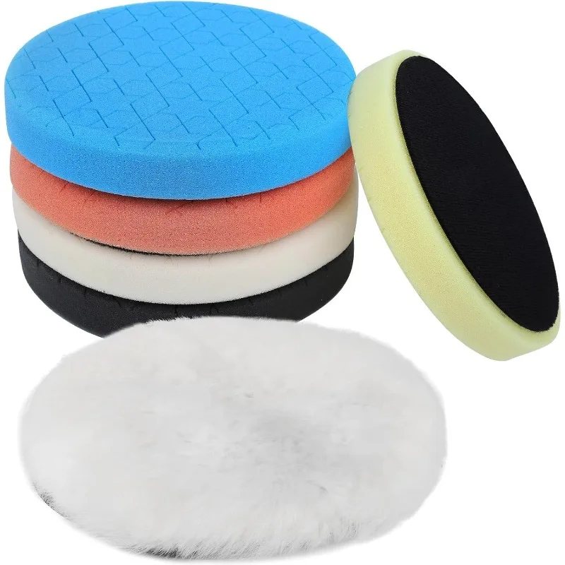 

6 Pcs 6 Inch Buffing Pads, Polishing Pads 6.5 Inch 165 mm Face for 6 Inch 150mm Base Plate Compounds, Buffer Pads for Polishing