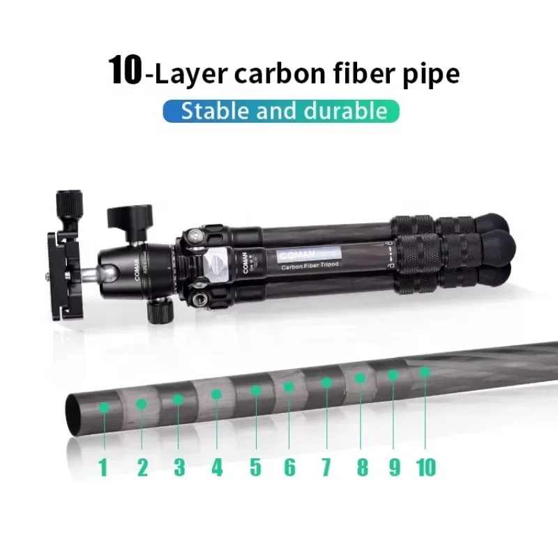 TSC10A20 CNC Carbon Fiber  Mini Portable Tripod for Dslr  Live Broadcast Wholesale Factory Supply factory