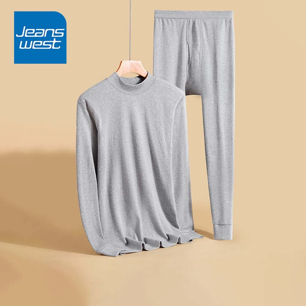 

JEANSWEST 1/2Pcs Thermal underwear For Man Cotton Second Thermal Men's Skin Winter Thermal Underwear Solid Color Pajamas