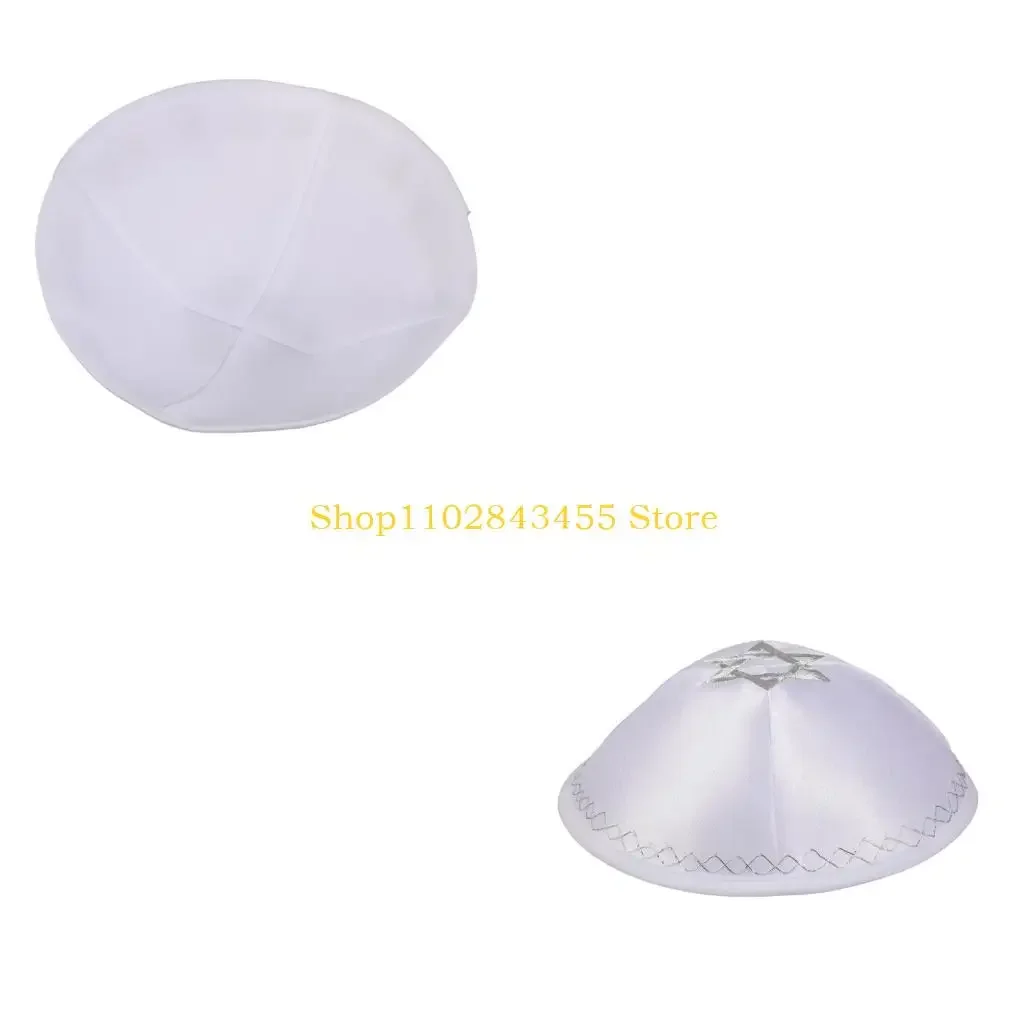 49MC Breathable Yarmulke For Men Teens With Embroidery Formal Cultural Event Head Wear Jewish Skull Round Hat
