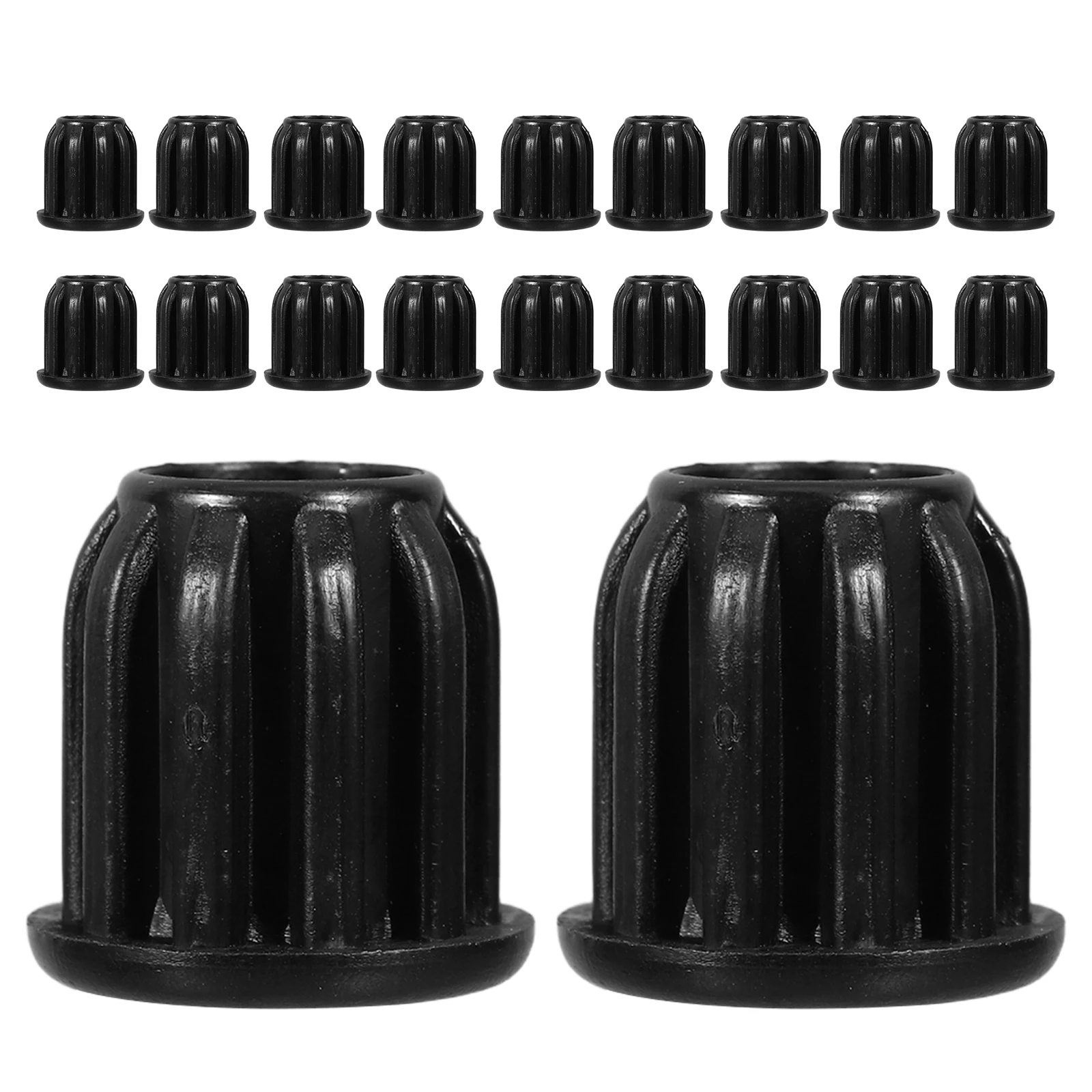 20Pcs Black Swivel Chair Caster Rod Insert Sleeve Replacement Parts Office Chair Socket Covers for Computer Meeting Classroom