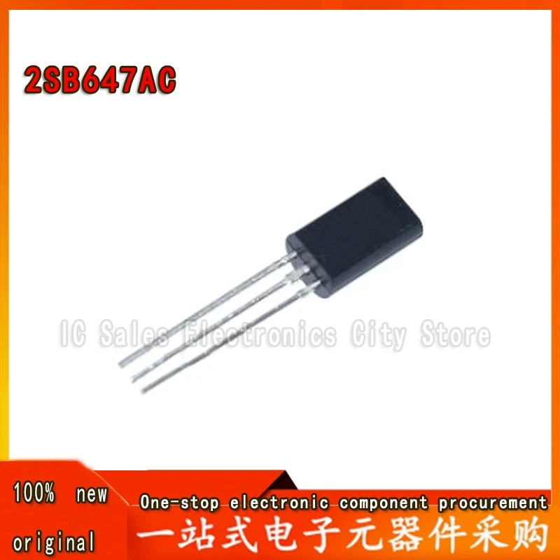 100Pcs New 2SB647AC 2SB647A 2SB647 TO-92 Inline TO-92L B647 PNP Transistor Low Power Transistor 1A 120V IC Chip Stock Wholesale