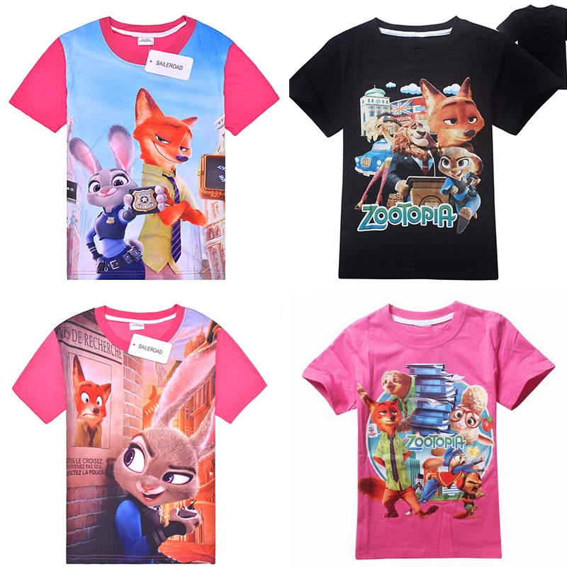 Zootopia Children t-shirts Cartoon Cotton Boys Tops Tees for Kids Clothes Summer Baby Boys T Shirt Short Sleeve Clothing