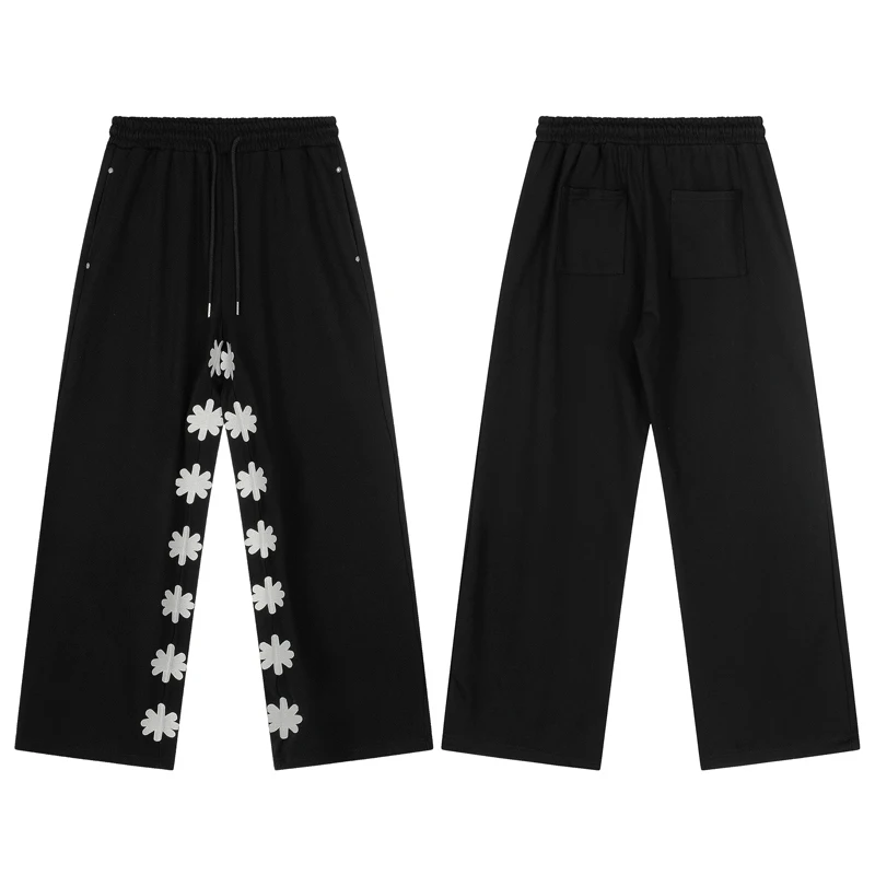 

New Men Women Couples Daily Casual Pants American High Street Fashion Classic Sun Flower Embroidery LOSTSHDWS Sweatpants