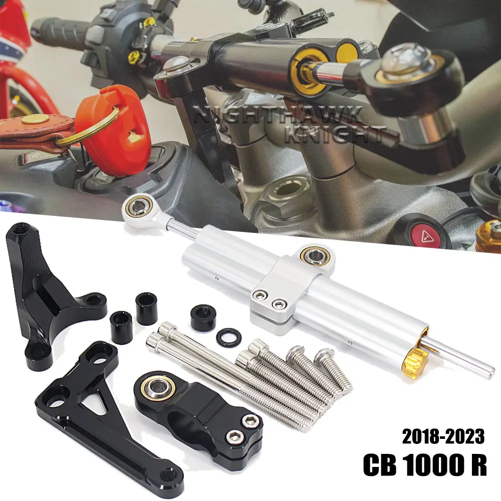 Kit pendukung braket dudukan, untuk Honda CB1000R CB 1000 R 2018 - 2022 2023 aksesori motor CNC penstabil peredam kemudi