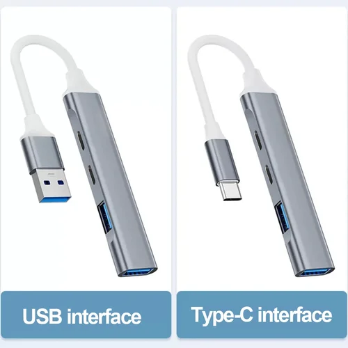 Imagen 2 del producto USB C Hub USB 3.0 Estación de acoplamiento tipo C Expansor USB 4 en 1 de aluminio, con 3 puertos USB y 1 puerto USB C Distribuidor USB