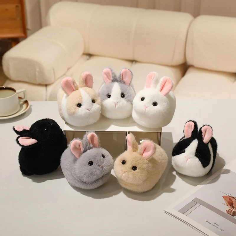 Fluffy Plump Cute Rabbit Plush Toy Soft Stuffed Fat Bunny Calico Cat Doll Xmas Birthday Gift Room Decor