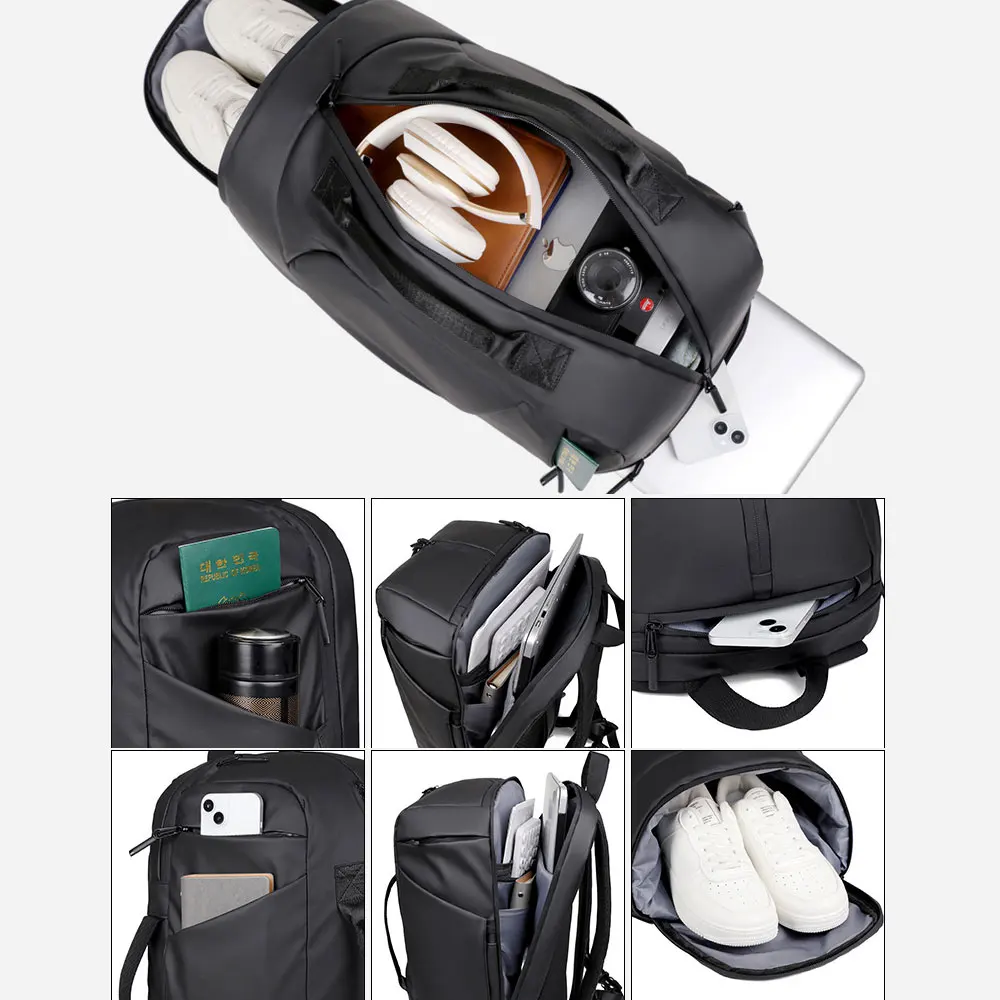 حقيبة ظهر للياقة البدنية والسفر من القماش الخشن بسعة كبيرة للأعمال الخارجية والتنقل والتخييم والمشي لمسافات طويلة مع جيب للأحذية وحزمة رحلة الأمتعة #4