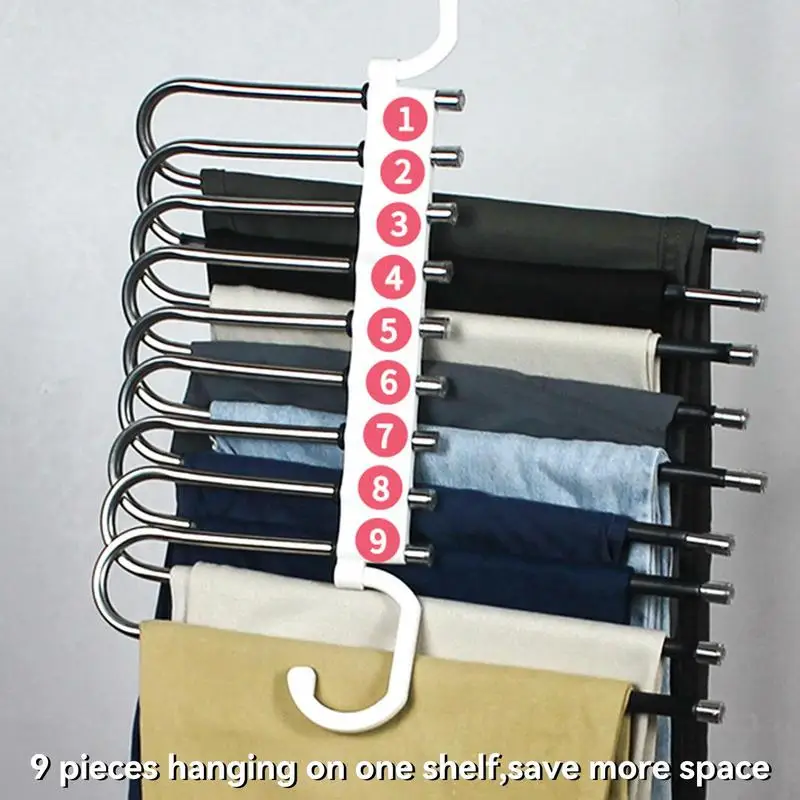 Pant Hangers Space Saving Stainless Steel Multiple Layers Jean Hangers Multifunctional Scarf Holder Closet Hangers With Two