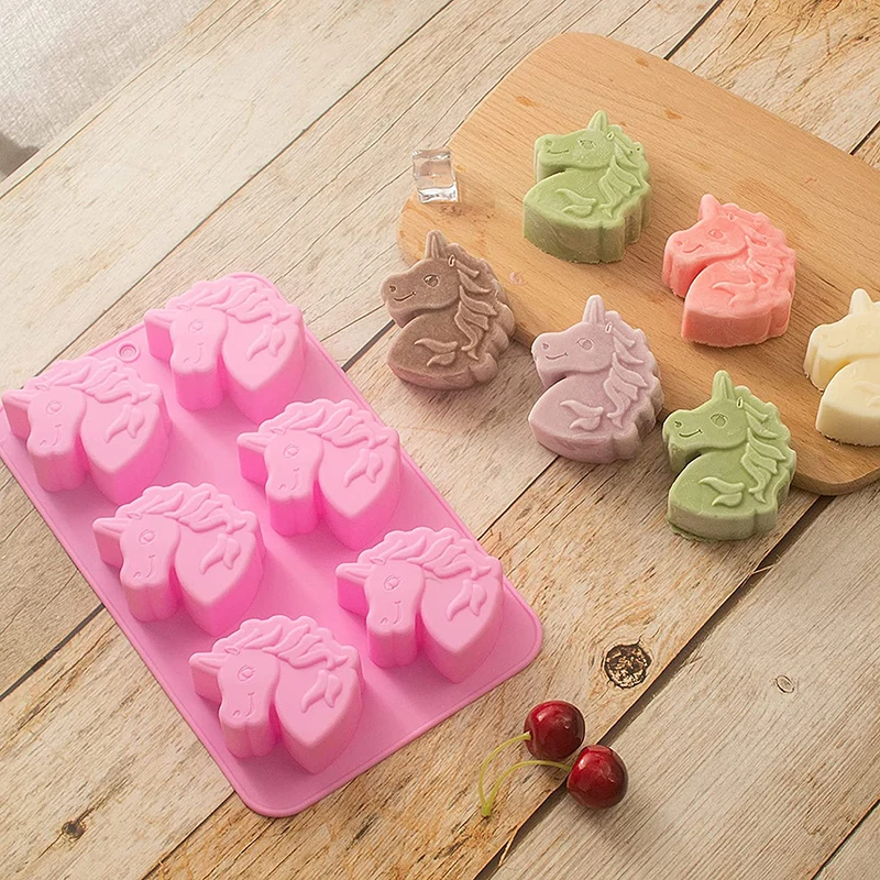 Unicorn Silicone Mold For Baking Cake Chocolate Candy Pan Soap Making Supplies Licorne Bath Bomb Crayon For Children Baby Shower