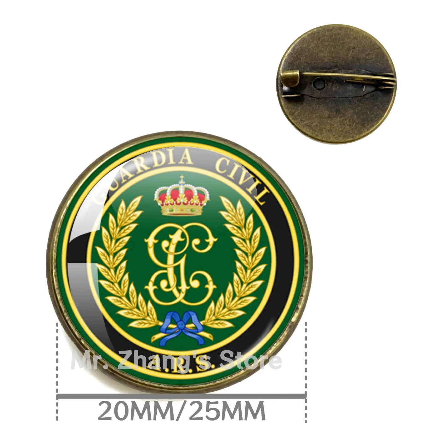 The Kingdom of Spain National Police 20MM/25MM Glass Cabochon Brooch Classic Metal Badge Accessories Jewelry