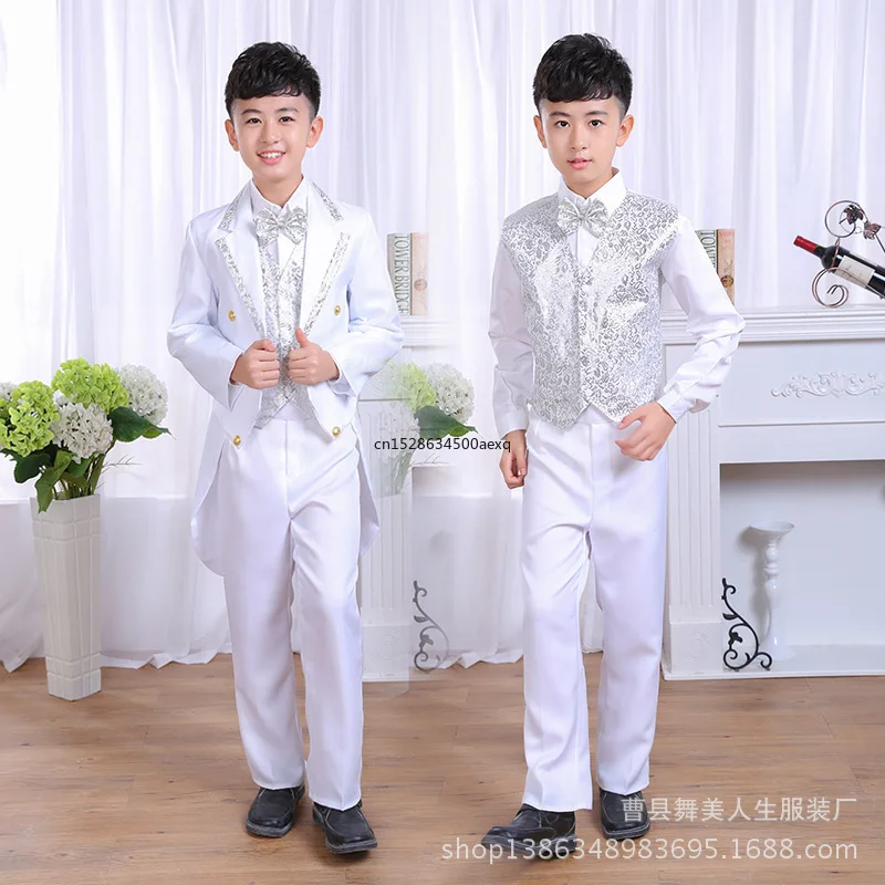 Children's new style dress black boy tuxedo Korean version autumn and winter suit performance host boy tuxedo performance dress