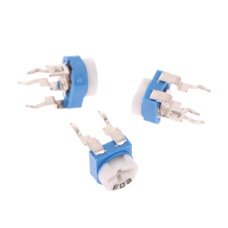 Resistor ajustável horizontal, resistor variável, potenciômetro, azul e branco, ohm 20K, RM065, RM065-203, 10pcs