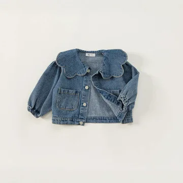 

Новинка 2025, джинсовая куртка для девочек, милая детская зарубежная осенняя детская одежда