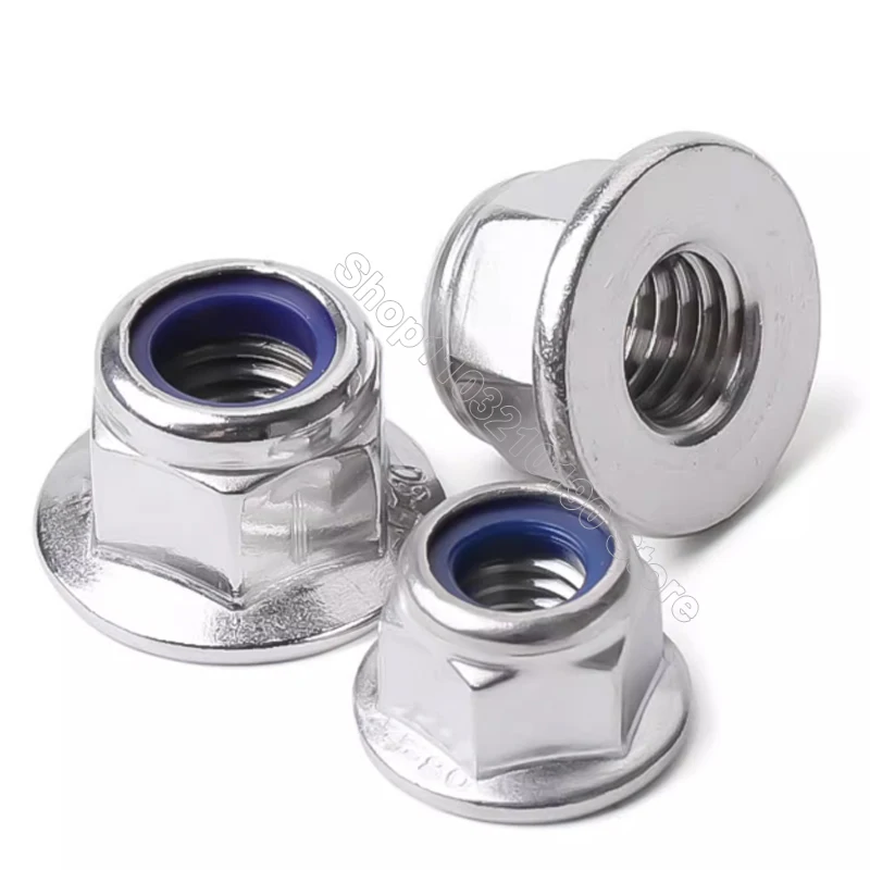 

2/5/10pcs 304 Stainless Steel Flange Nylon Insert Lock Nut M3 M4 M5 M6 M8 M10 M12 Self-locking Nylock Locknut DIN6926