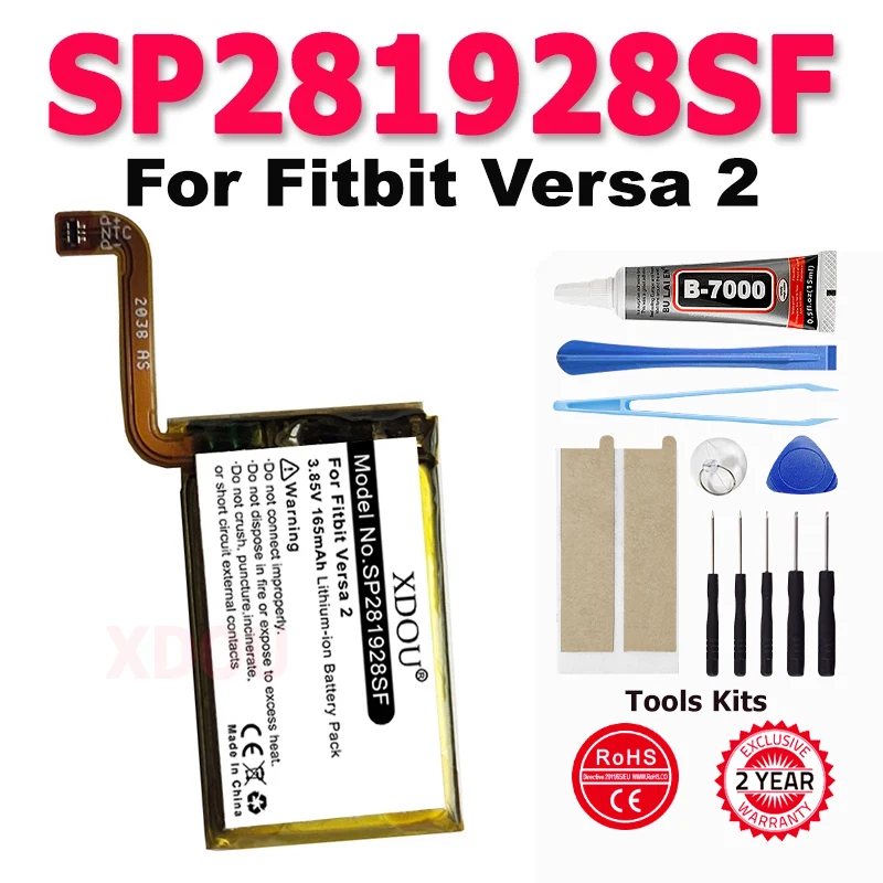 New 165mAh SP281928SF Battery For Fitbit Versa 2 Smart Sports Watch Battery SP281928SF Wireless Accumulator + Free Tools