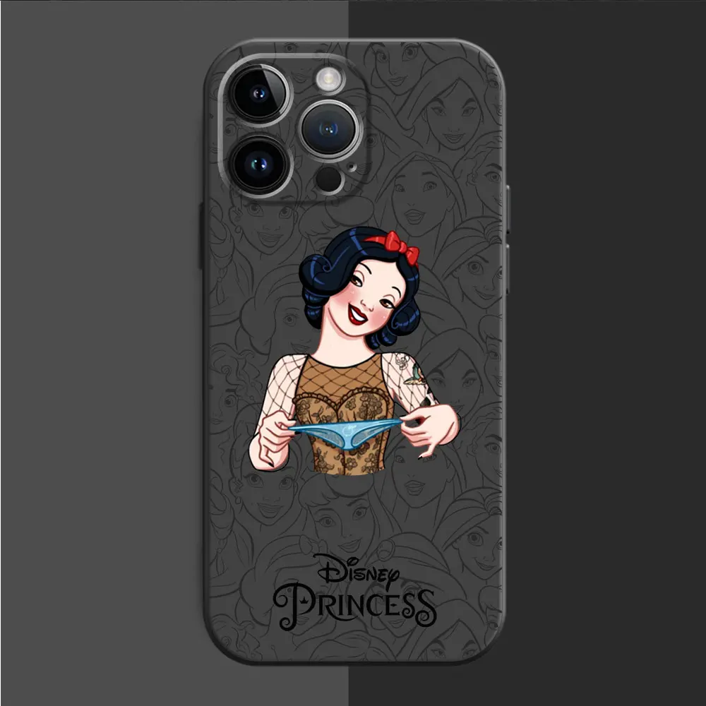 Disney Tattoo Princess Case For Apple iPhone 15 11 13 Pro Max 14 Plus 12 Mini 7 8 XR X XS 6 6S SE Phone Cover Black Soft Fundas