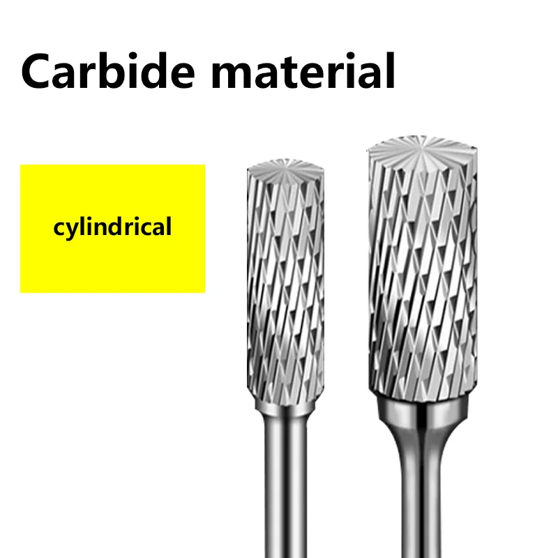 1pcs A-type Carbide Alloy Cylindrical Milling Cutter Rotary File Double Slot Wood Carving Electric Rotary Grinding Head 3-16mm