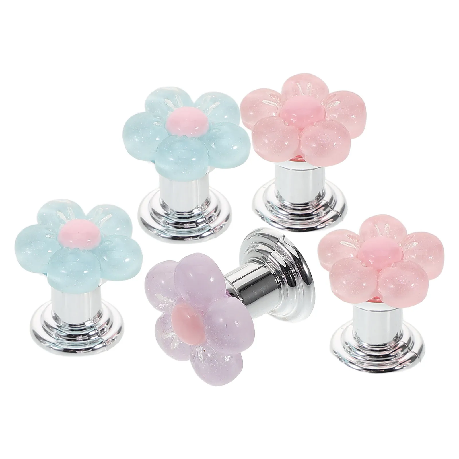5Pcs Flower Shaped Toilet Button Pusher for Long Nails Universal Flush Button Helper Elegant Bathroom Decor Toilet Pusher Press