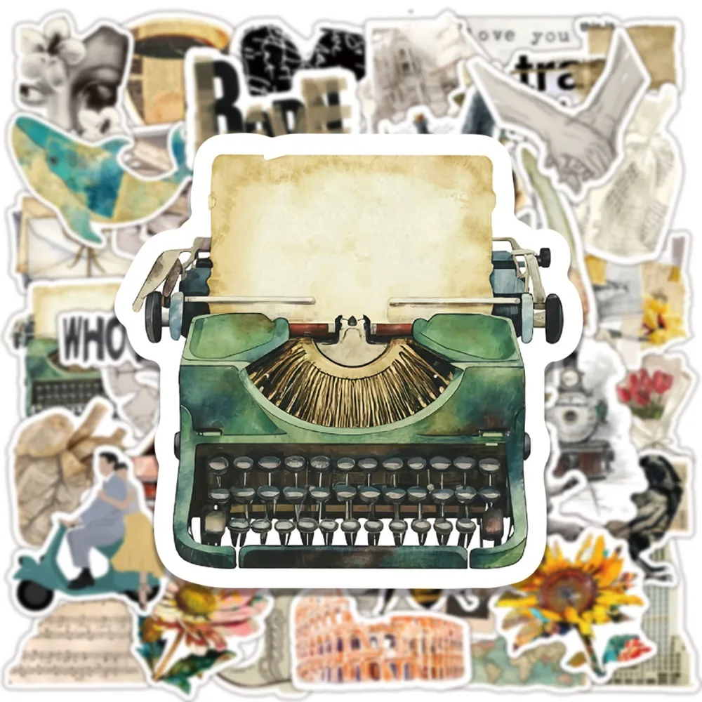 10/25/50pcs Retro Newspaper Fragments Stickers Graffiti for DIY Guitar Scrapbooking Phone Laptop Suitcase Water Bottle