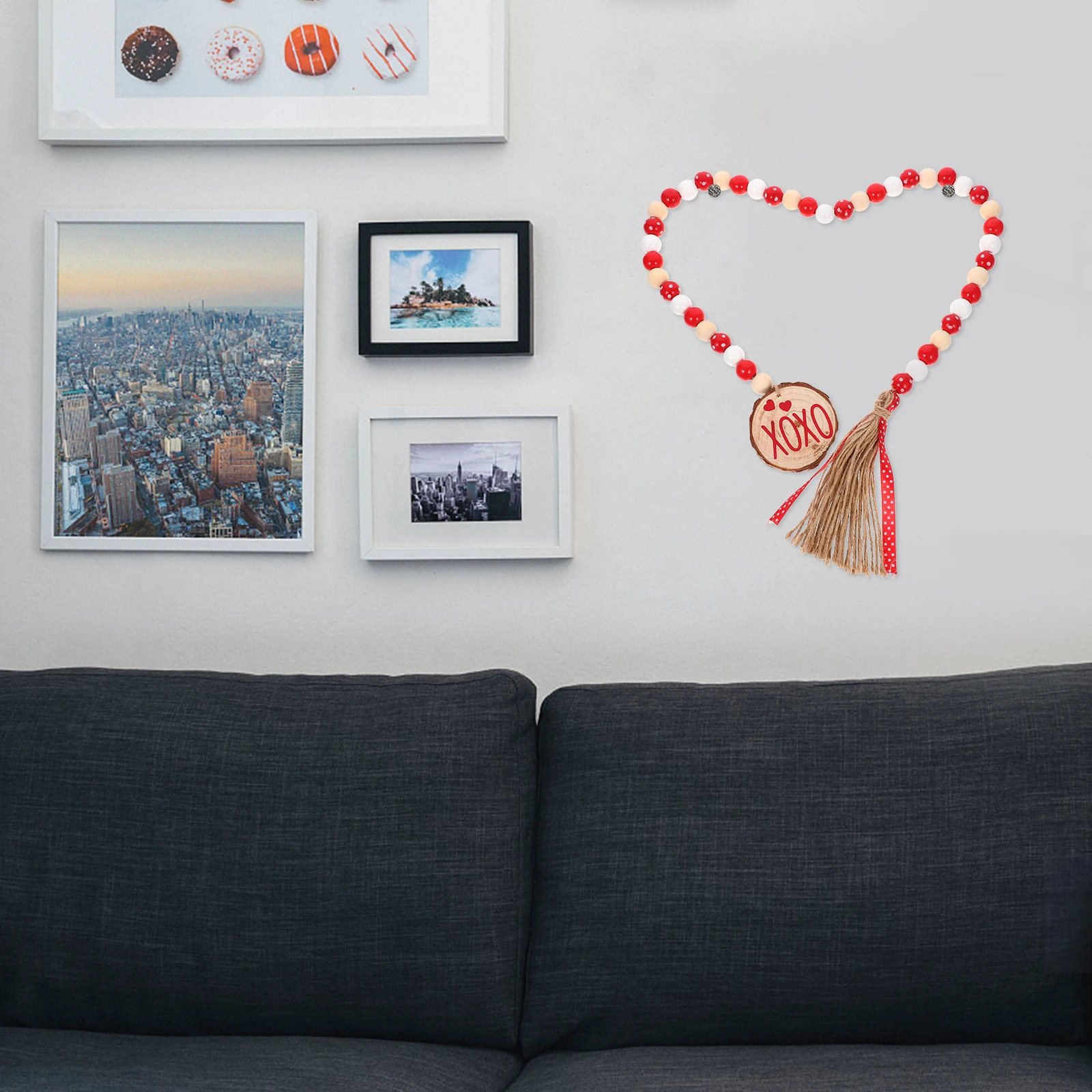 

Wood Bead Garlands Tassel Pendant Decorative Hanging Ornament for Living Room Bedroom Farmhouse Holiday Decor