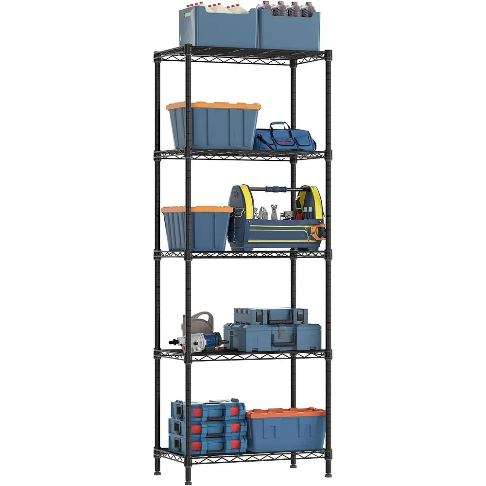 

Металлическая стеллажная система с 5 регулируемыми полками, усиленная, до 340 кг, для дома, кухни, офиса, ванной