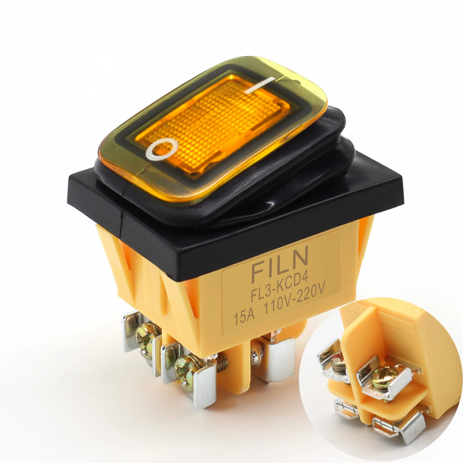 Ein/Aus 30A/250V Hochleistungs-4-Pin-DPST IP67 Versiegelter Wasserdichter T85 Auto- und Boot-Kippschalter mit LED 12V 220V 30x22
