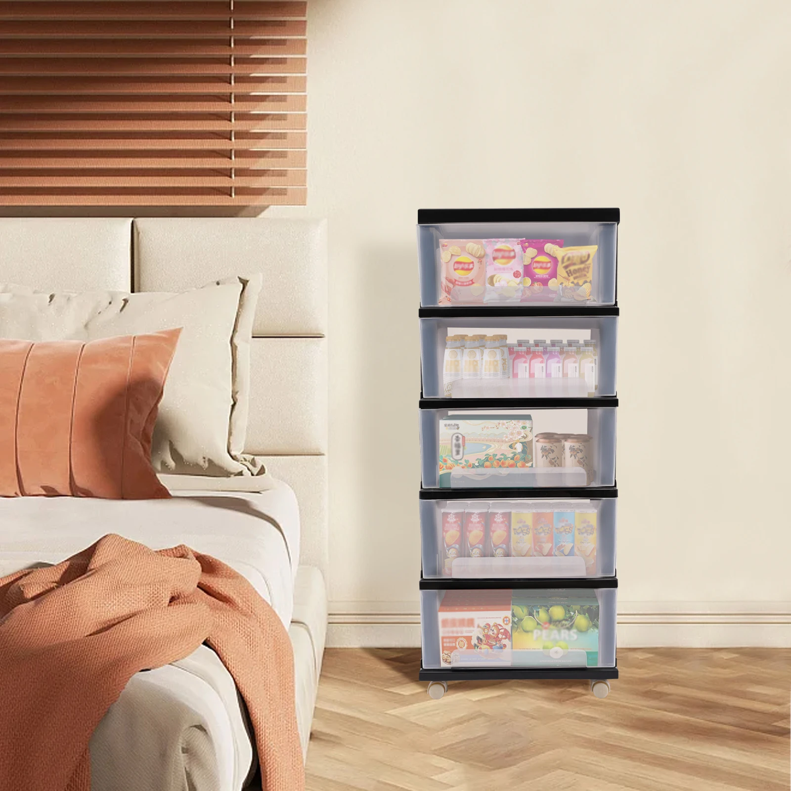 Plastic Drawers Dresser with 5 Layers Cabinet Organizer Box for Organize Books Drawing Towels Textbooks Jewelry Cosmetics