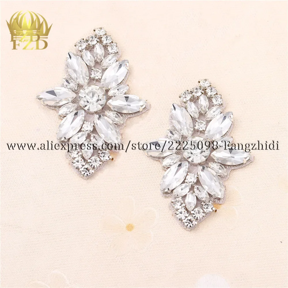 FZD 60 PCS Hot Fix beaded bridal belt Rhinestone Applique and Trimming  for Shoes Small Decoration Ornament Shoe-buckie