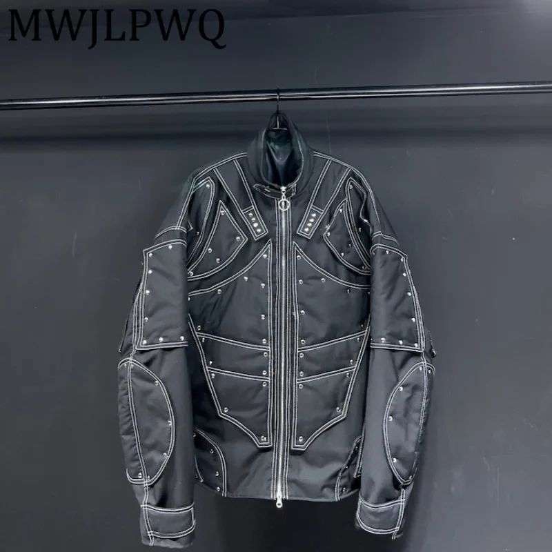 MWJLPWQ الثقيلة الفضاء الشعور ثلاثي الأبعاد سميكة القطن وسادة مبطنة الوقوف طوق الذكور شارع العليا فضفاض القمم 12239