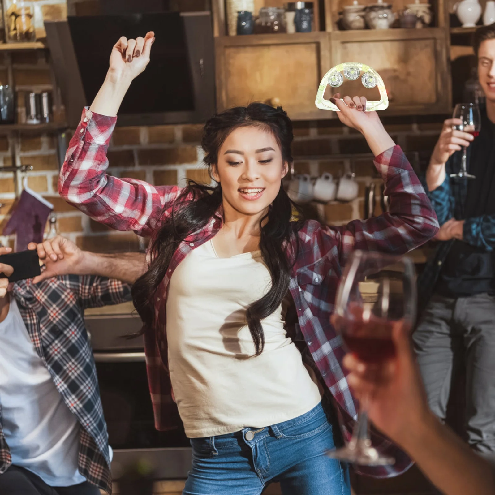 12 قطعة Handbell المعدني ضوء وماض خواتم النيون اكسسوارات الحفلات لشريط ديسكو Ktv يهتف الرقص اكسسوارات الحفلات