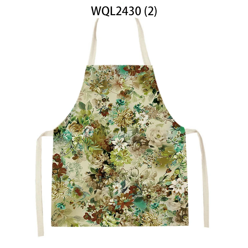 Flowers scenery Aprons for Women Linen Bibs Household Cleaning Apron Home Waterproof Chefs Cooking Baking Apron for Child