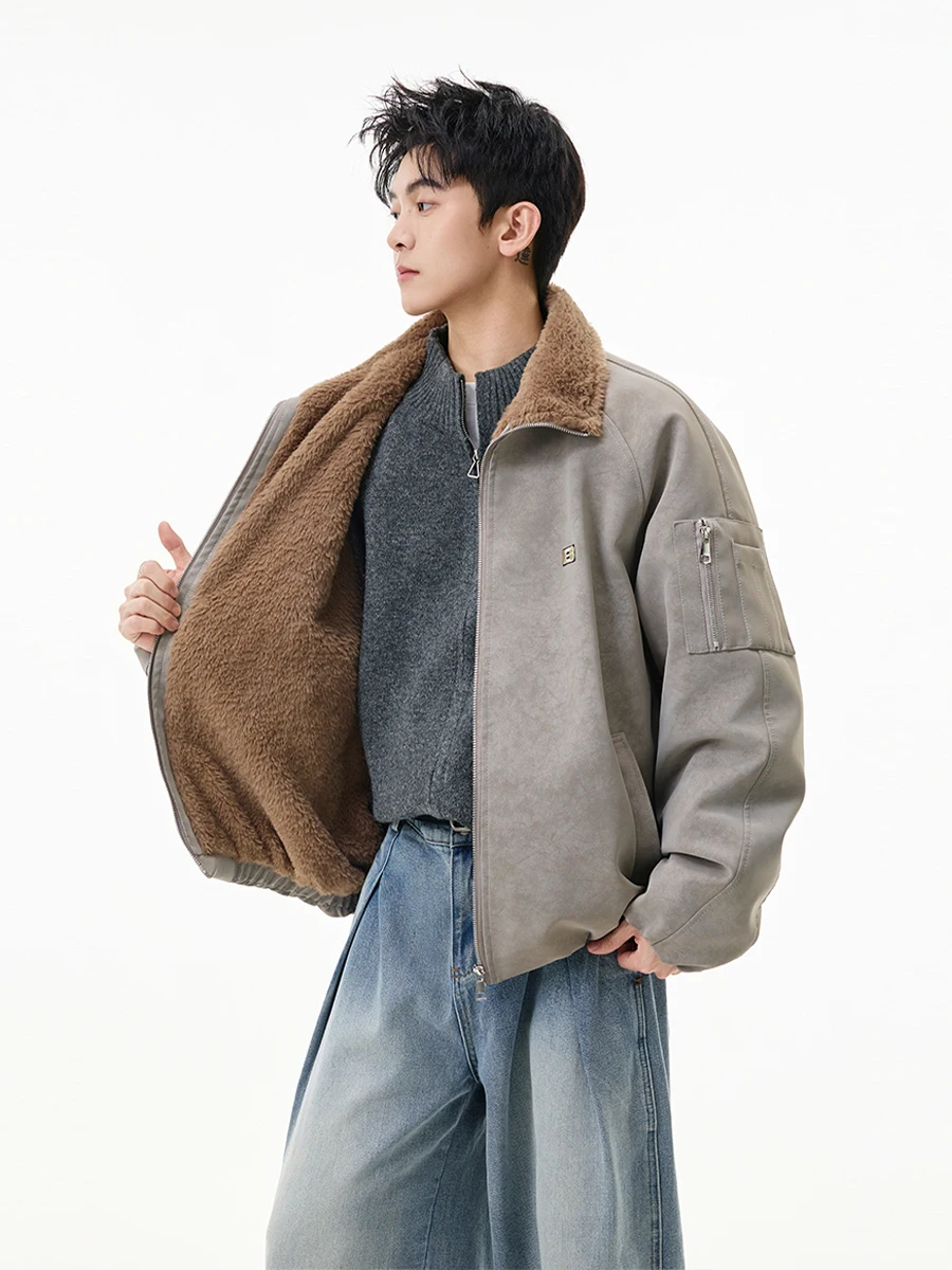 معطف من القطن من Thiened American Sle Rabbit Fur Jaet للرجال والنساء ملابس خارجية شتوية دافئة للدراجات النارية مصنوعة من جلد البولي يوريثان