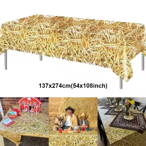 1-3 Pack Straw Table Covers Hay Table Cloth Starw Farm Hay Bales Decoration Western Farm Theme Cowboy Birthday Party Supplies