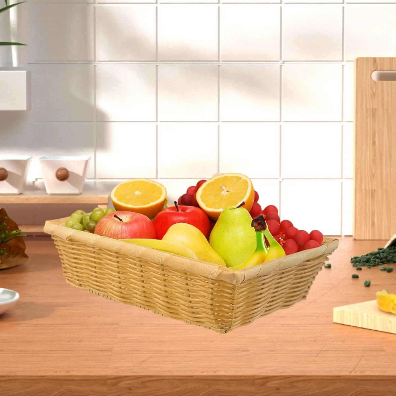 

Woven Bread Basket Simple Food Tray for Home Decoration Kitchen Family Party