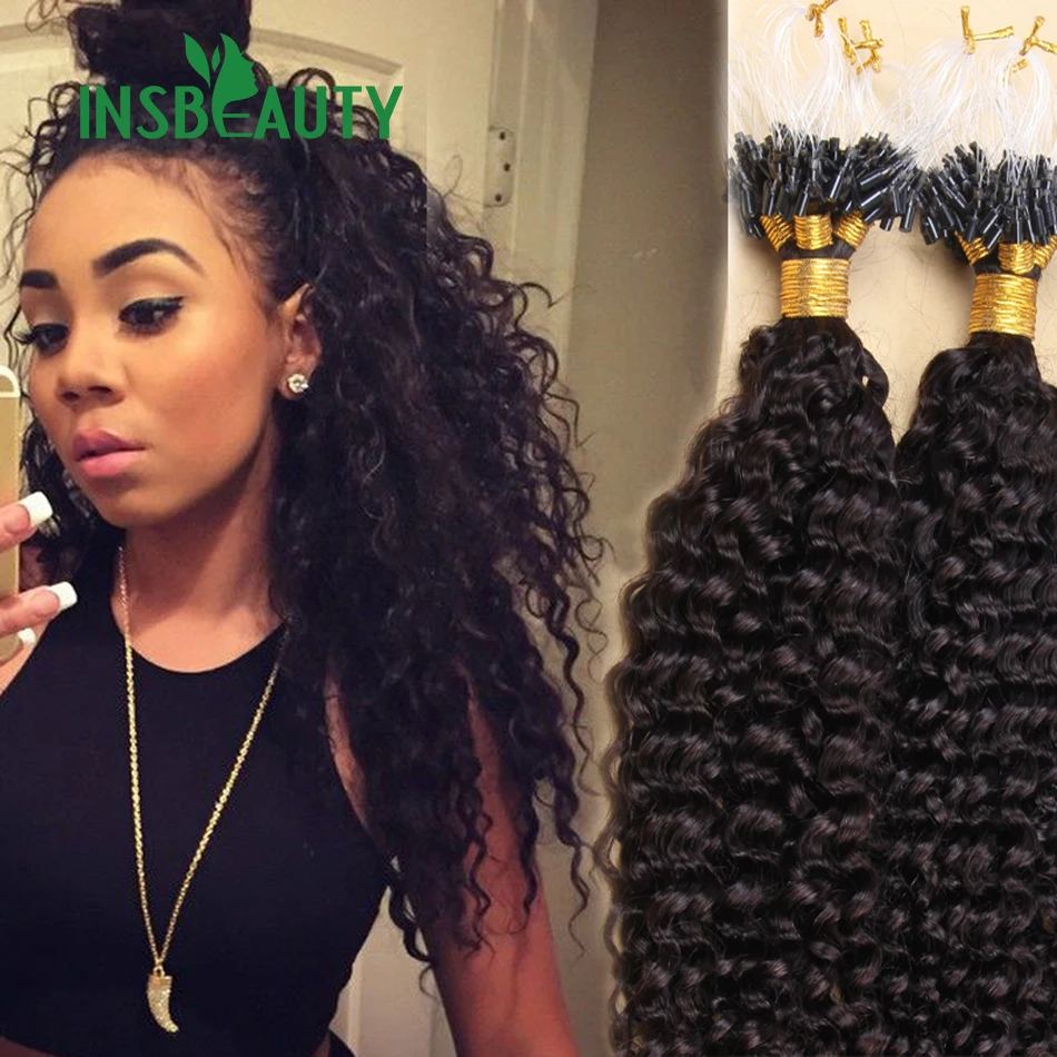 Curly Micro Loop Human Hair Extensions For Black Women Burmese Micro Ring Hair Extensions Human Hair