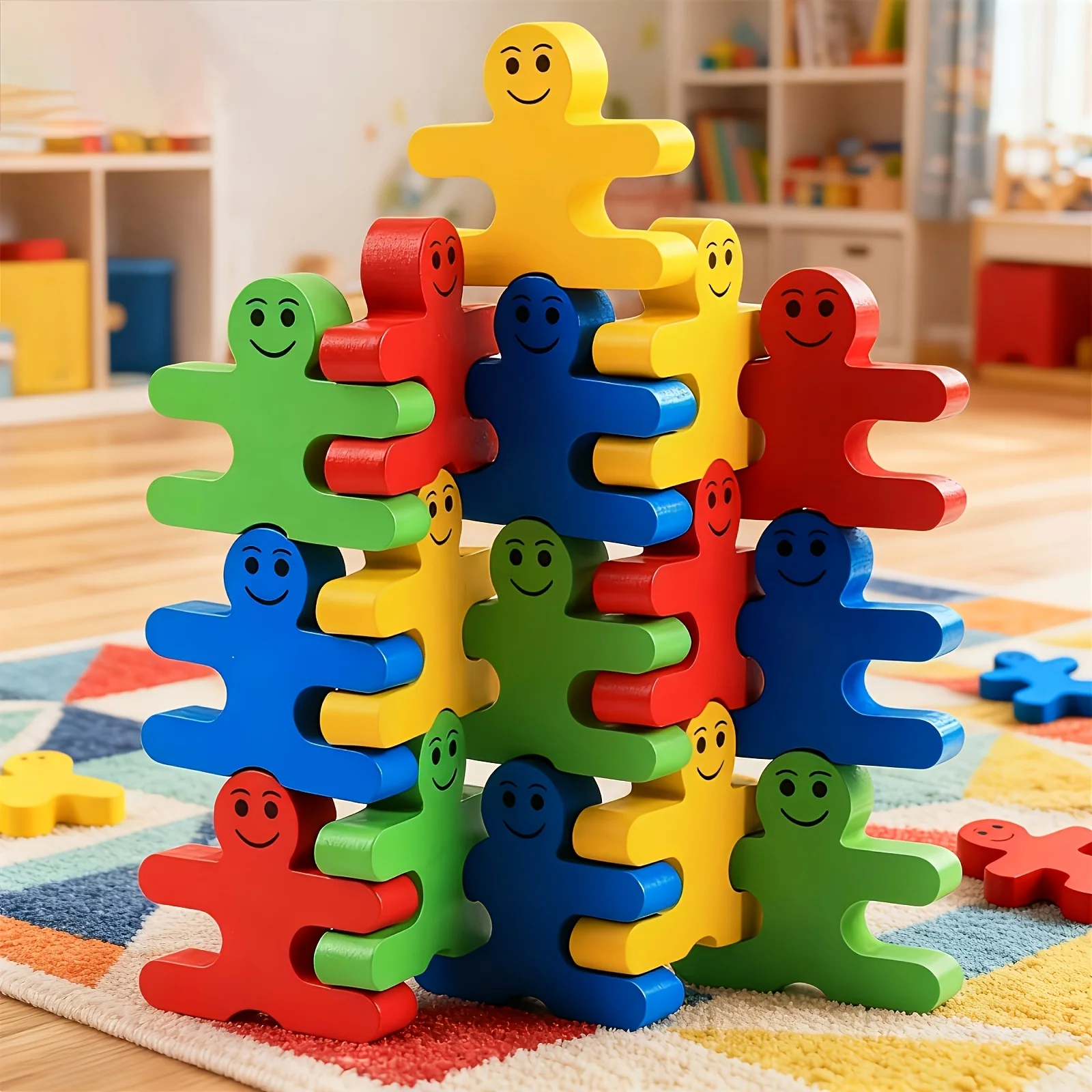 

Colorful Wooden Stacking Balance Blocks, Balance Thinking and Math Educational Toy, Color Recognition