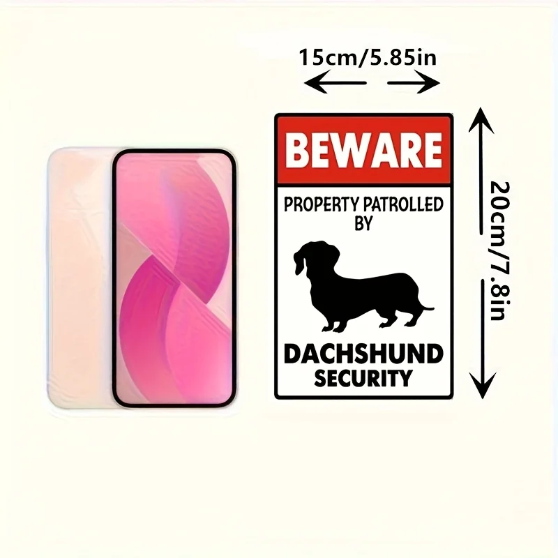 2D Flat Metal Sign, Small Dog Safety Warning Patrol Sign, Red and White Color Scheme,Indoor Outdoor Decor for Cafe Bar Club Home
