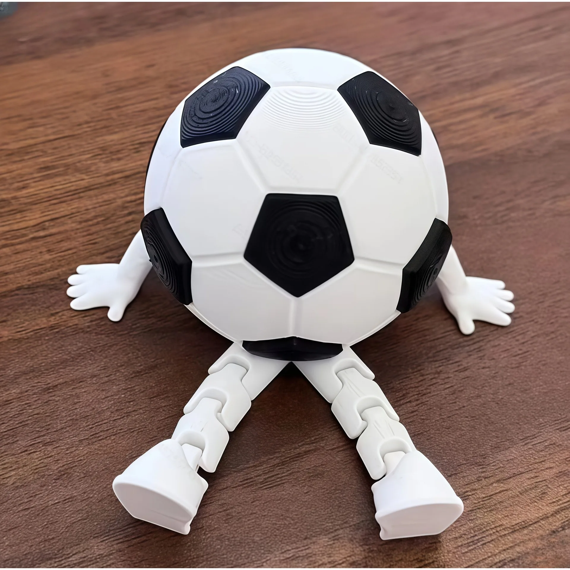 Soccer Ball Figure Sitting Ornament Creative Articulated Soccer Figurine, Mini Desktop Decor for Car & Home