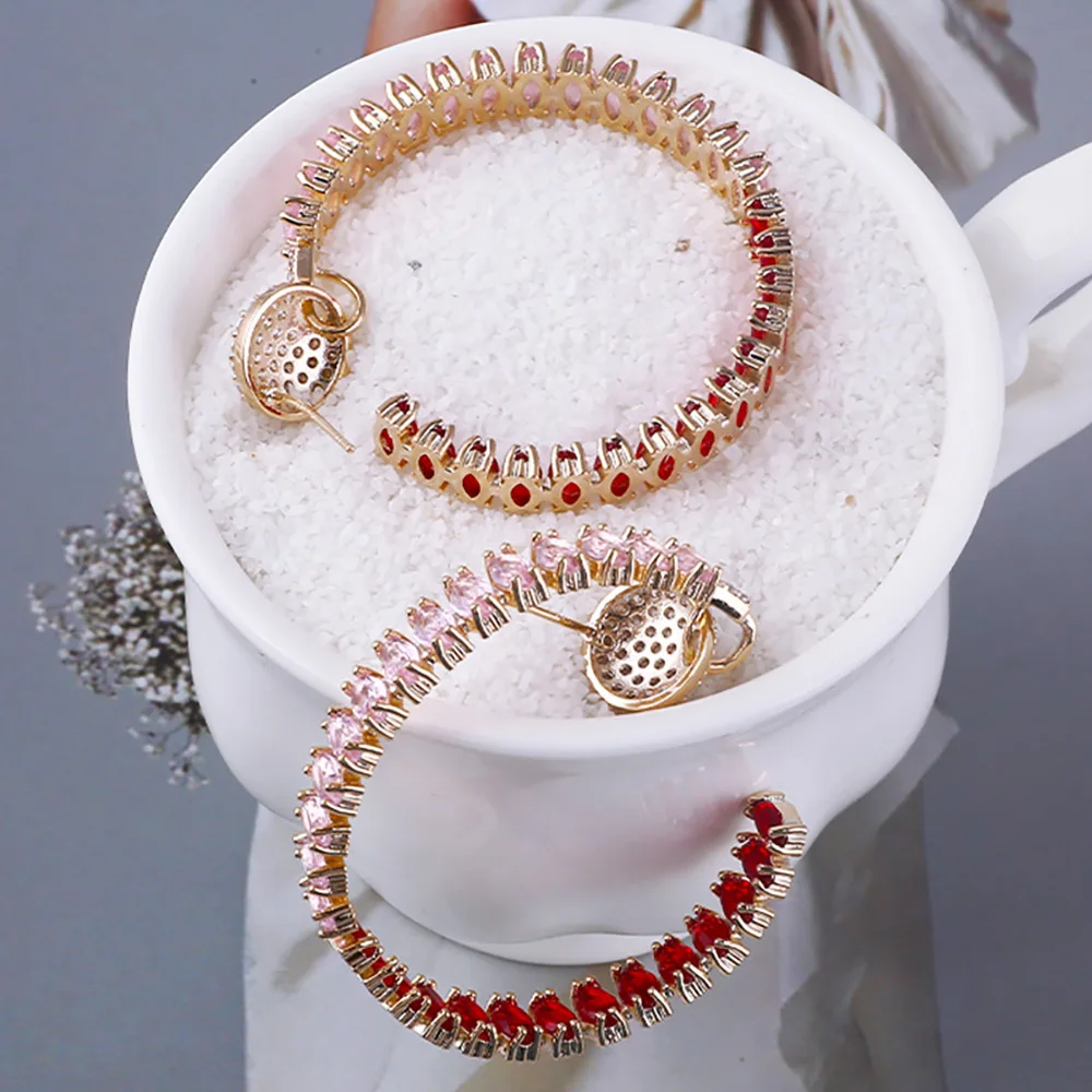 

Missvikki Luxury Charm Dubai Wedding Indian Bohemia Earrings Big Hollow Earring for Women Full Micro CZ Cubic Zircon Famous