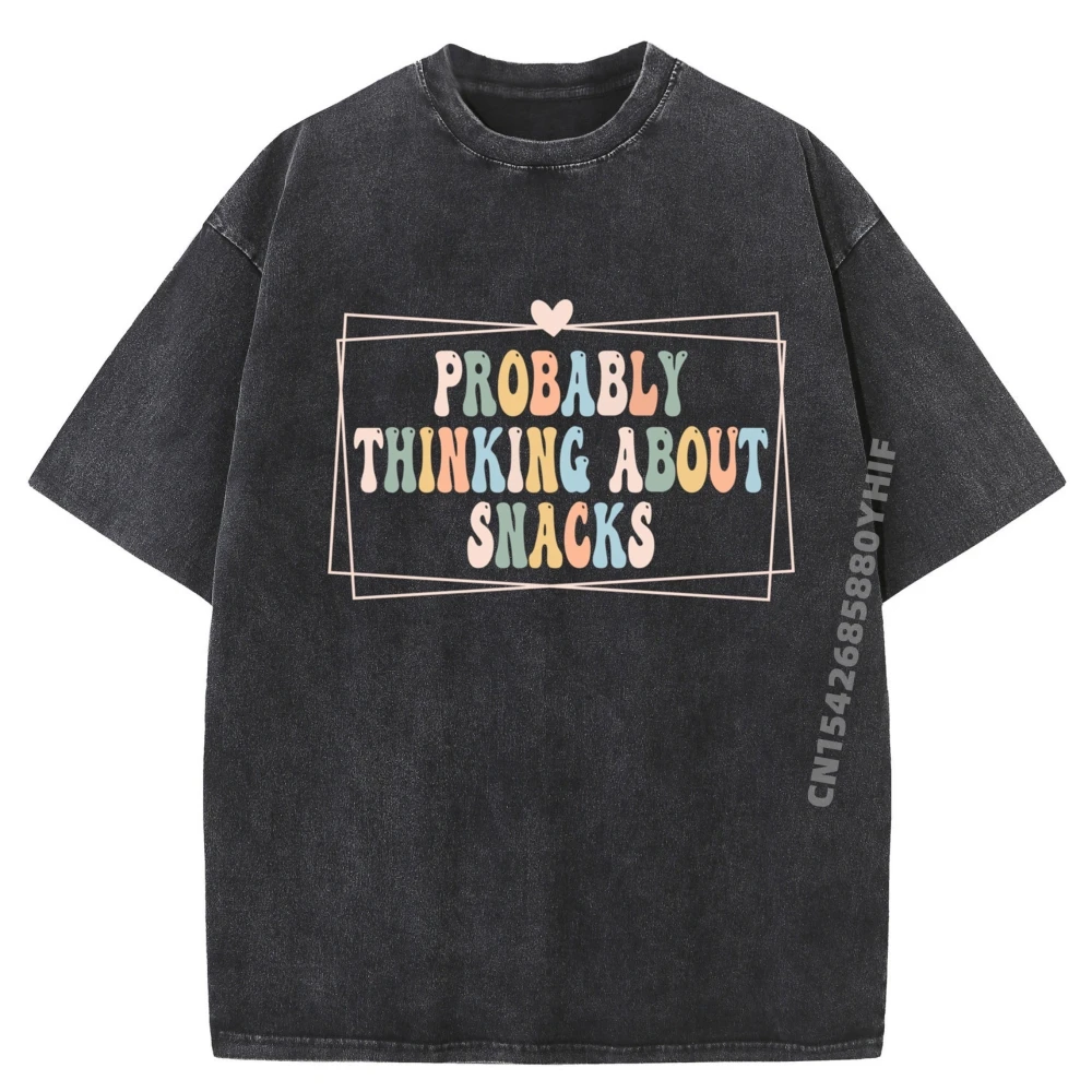 

Probably Thinking About Snacks Apparelprobably Thinking About Snacks Забавные детские рубашки для любителей закусок, футболка с рисунком