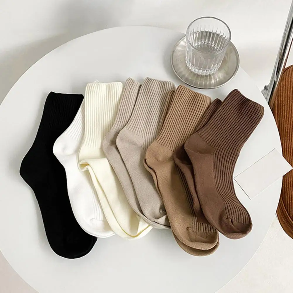 

1 Pair Socks For Women Mid-tube Elastic Women Socks Casual Ribbed Sports Simple Socks Calcetines De La Mujer