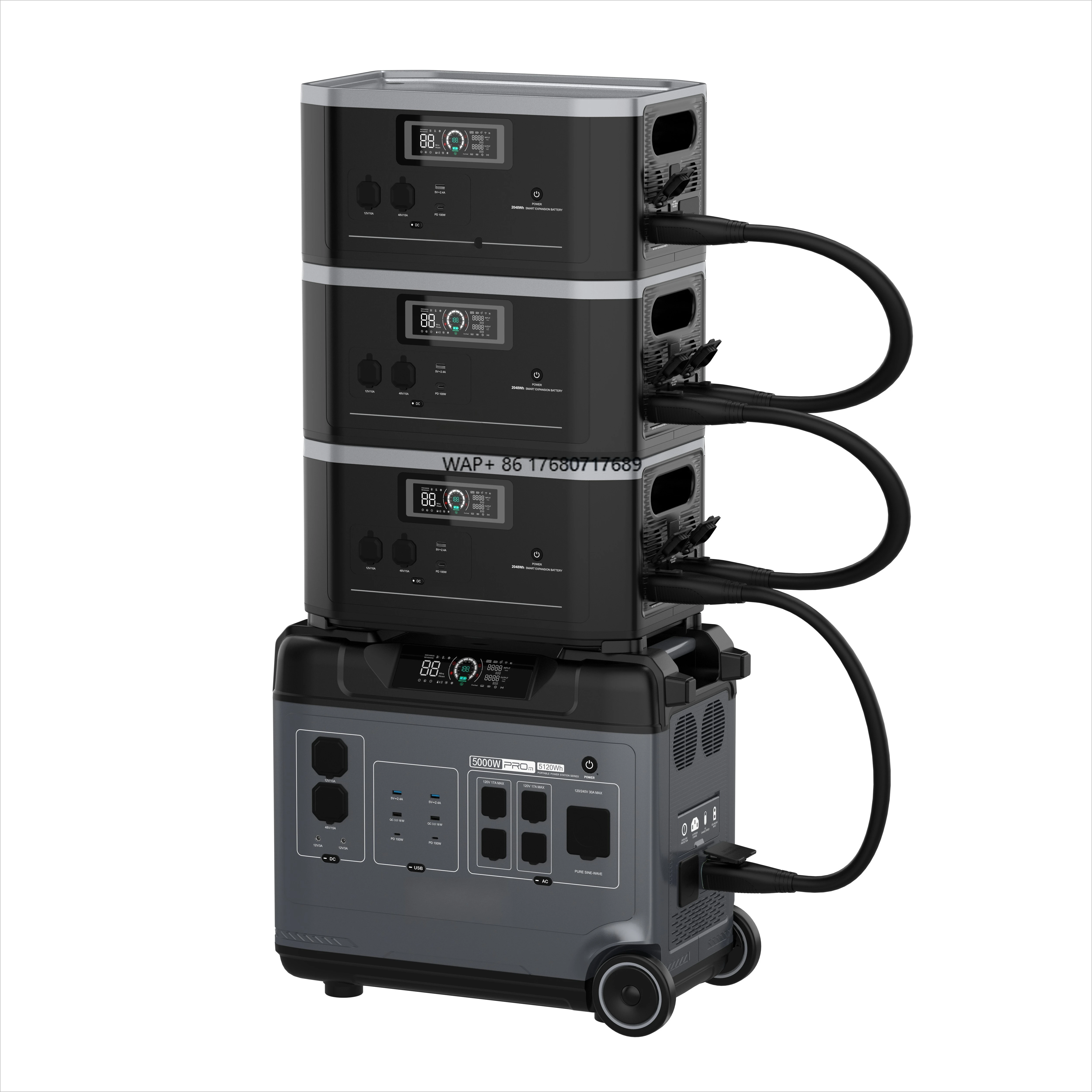 120V 220V Universal Voltage 5000W UPS Generator Portable Solar Power Station External Battery 19KWh