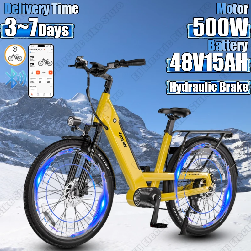 L5 Electric Bicycle 500W Powerful Motor 48V15AH Lithium Battery City Aluminum Alloy Electric Bicycle 26 Inch Tire Electric Bike